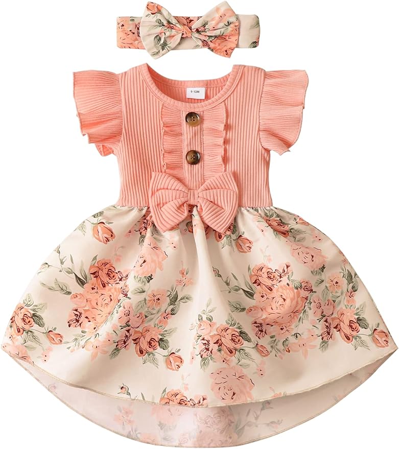 Dicry Toddler Baby Girl Dress Floral Ruffle Sleeve Casual Beach Sundress Pr Dicry Toddler Baby Girl Dress Floral Ruffle Sleeve Casual Beach Sundress Pr