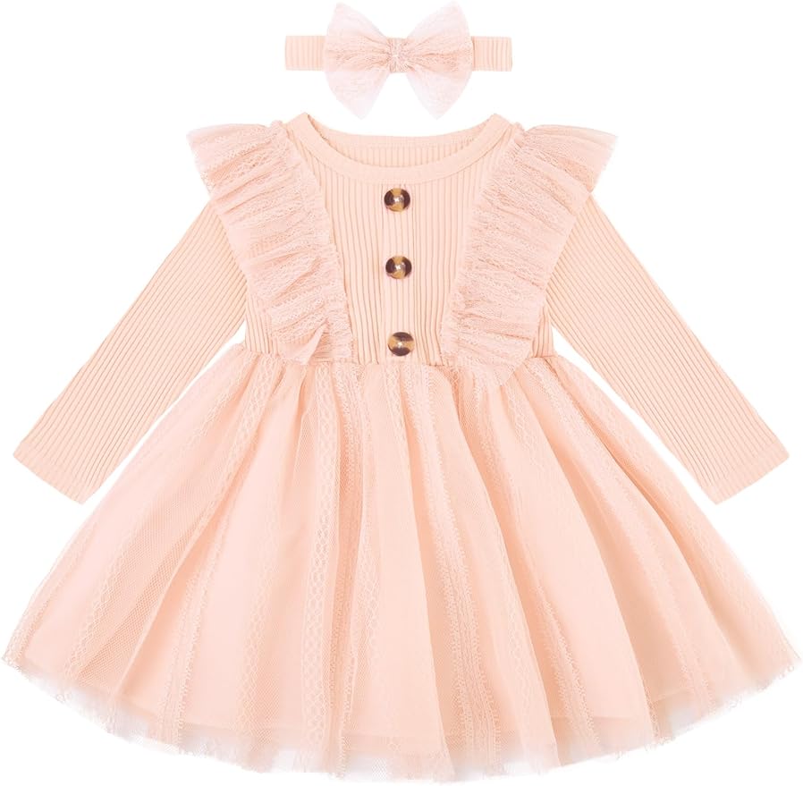 Dicry Toddler Baby Girl's Tutu Dress Fall Outfits Knit Long Sleeve