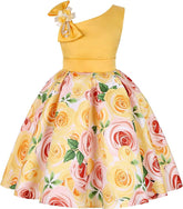 Dicry Flower Girls Floral Dresses Toddler Pageant Striped Dress