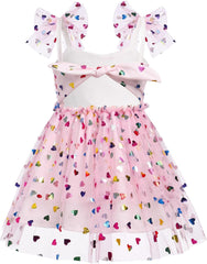 Dicry Baby Girls Tutu Dress Summer Sleeveless Backless Princess Birthday Party Dresses Sequin Ruffle Tulle Bowknot Sundress