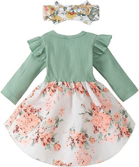 Dicry Toddler Baby Girl Dress Floral Ruffle Sleeve Casual Beach Sundress Princess Skirt Clothes Summer Outfits Newborn Dresses