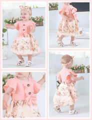 Dicry Toddler Baby Girl Dress Floral Ruffle Sleeve Casual Beach Sundress Princess Skirt Clothes Summer Outfits Newborn Dresses