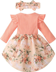 Dicry Toddler Baby Girl Dress Floral Ruffle Sleeve Casual Beach Sundress Princess Skirt Clothes Summer Outfits Newborn Dresses