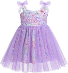 Dicry Baby Girls Tutu Dress Summer Sleeveless Backless Princess Birthday Party Dresses Sequin Ruffle Tulle Bowknot Sundress