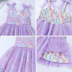 Dicry Baby Girls Tutu Dress Summer Sleeveless Backless Princess Birthday Party Dresses Sequin Ruffle Tulle Bowknot Sundress