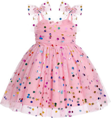 Dicry Baby Girls Tutu Dress Summer Sleeveless Backless Princess Birthday Party Dresses Sequin Ruffle Tulle Bowknot Sundress