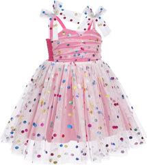 Dicry Baby Girls Tutu Dress Summer Sleeveless Backless Princess Birthday Party Dresses Sequin Ruffle Tulle Bowknot Sundress