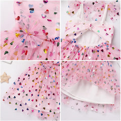 Dicry Baby Girls Tutu Dress Summer Sleeveless Backless Princess Birthday Party Dresses Sequin Ruffle Tulle Bowknot Sundress