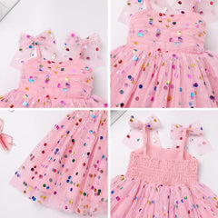 Dicry Baby Girls Tutu Dress Summer Sleeveless Backless Princess Birthday Party Dresses Sequin Ruffle Tulle Bowknot Sundress