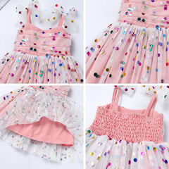 Dicry Baby Girls Tutu Dress Summer Sleeveless Backless Princess Birthday Party Dresses Sequin Ruffle Tulle Bowknot Sundress