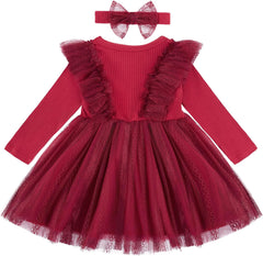 Dicry Toddler Baby Girl's Tutu Dress Fall Outfits Knit Long Sleeve Princess Clothes 3-24 Month