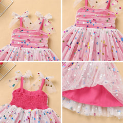 Dicry Baby Girls Tutu Dress Summer Sleeveless Backless Princess Birthday Party Dresses Sequin Ruffle Tulle Bowknot Sundress