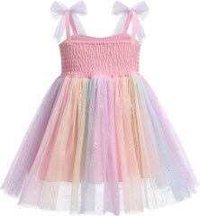 Dicry Baby Girls Tutu Dress Summer Sleeveless Backless Princess Birthday Party Dresses Sequin Ruffle Tulle Bowknot Sundress