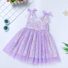 Dicry Baby Girls Tutu Dress Summer Sleeveless Backless Princess Birthday Party Dresses Sequin Ruffle Tulle Bowknot Sundress