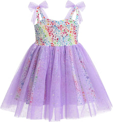 Dicry Baby Girls Tutu Dress Summer Sleeveless Backless Princess Birthday Party Dresses Sequin Ruffle Tulle Bowknot Sundress