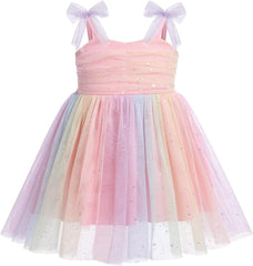 Dicry Baby Girls Tutu Dress Summer Sleeveless Backless Princess Birthday Party Dresses Sequin Ruffle Tulle Bowknot Sundress