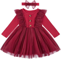 Dicry Toddler Baby Girl's Tutu Dress Fall Outfits Knit Long Sleeve Princess Clothes 3-24 Month