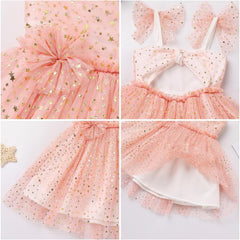 Dicry Baby Girls Tutu Dress Summer Sleeveless Backless Princess Birthday Party Dresses Sequin Ruffle Tulle Bowknot Sundress