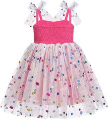 Dicry Baby Girls Tutu Dress Summer Sleeveless Backless Princess Birthday Party Dresses Sequin Ruffle Tulle Bowknot Sundress